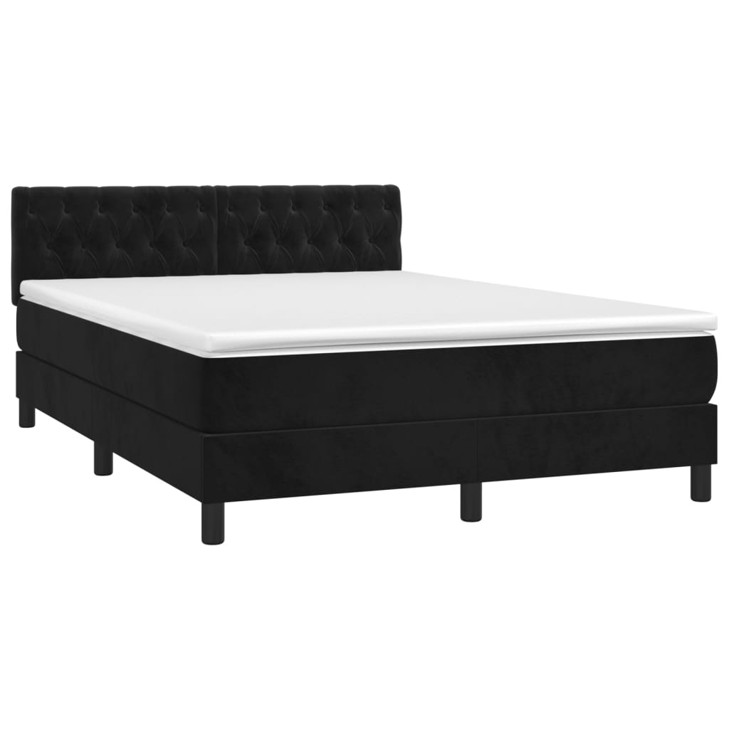 Sommier à lattes de lit avec matelas Noir 140x190 cm Velours XIOS
