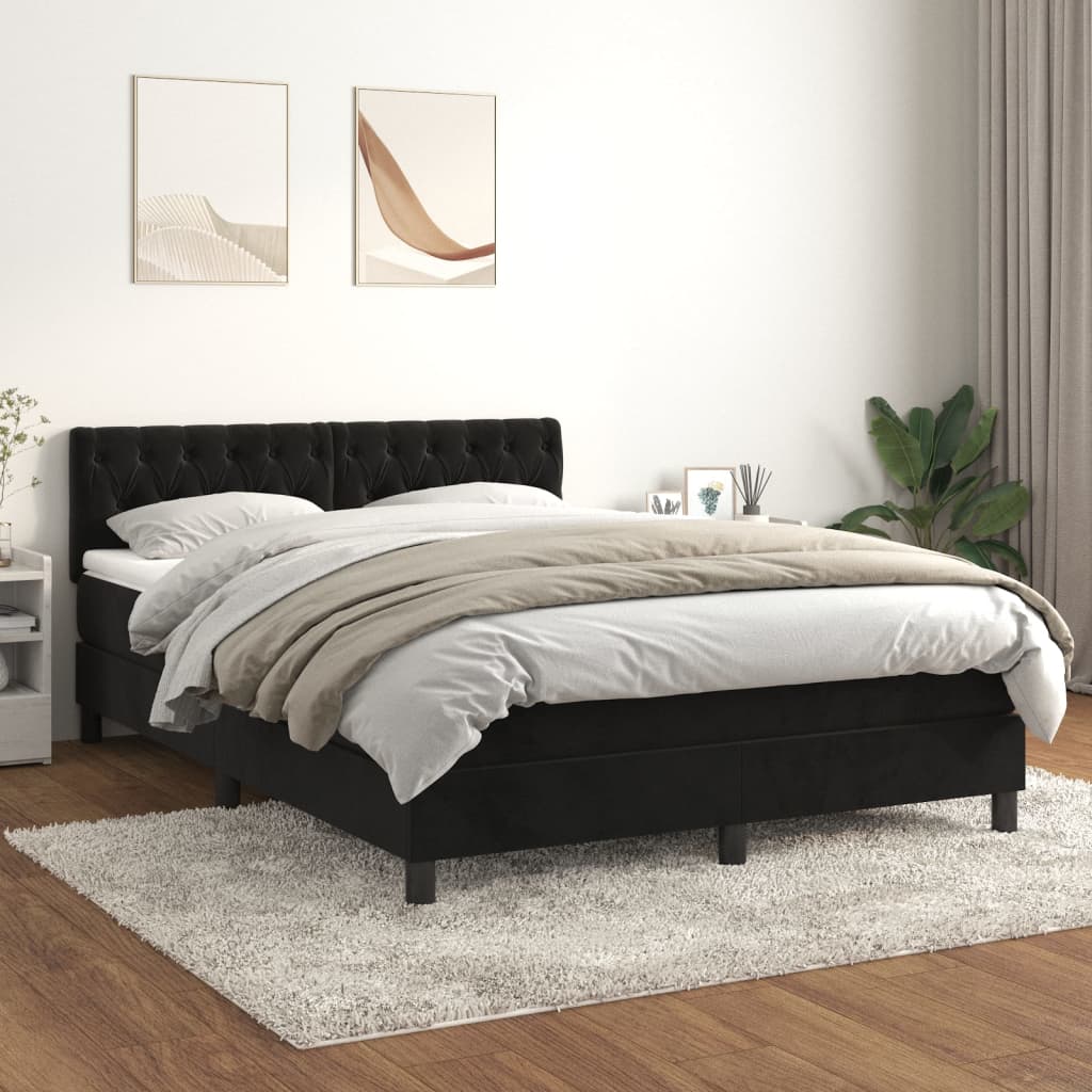 Sommier à lattes de lit avec matelas Noir 140x190 cm Velours XIOS