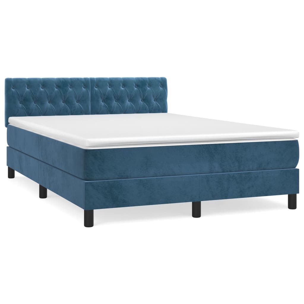 Sommier à lattes de lit et matelas Bleu foncé 140x190cm Velours - XIOS