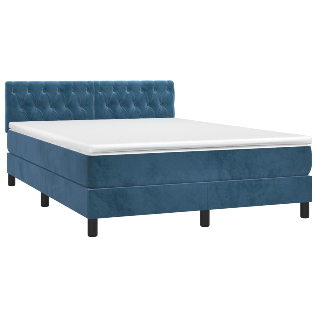 Sommier à lattes de lit et matelas Bleu foncé 140x190cm Velours - XIOS