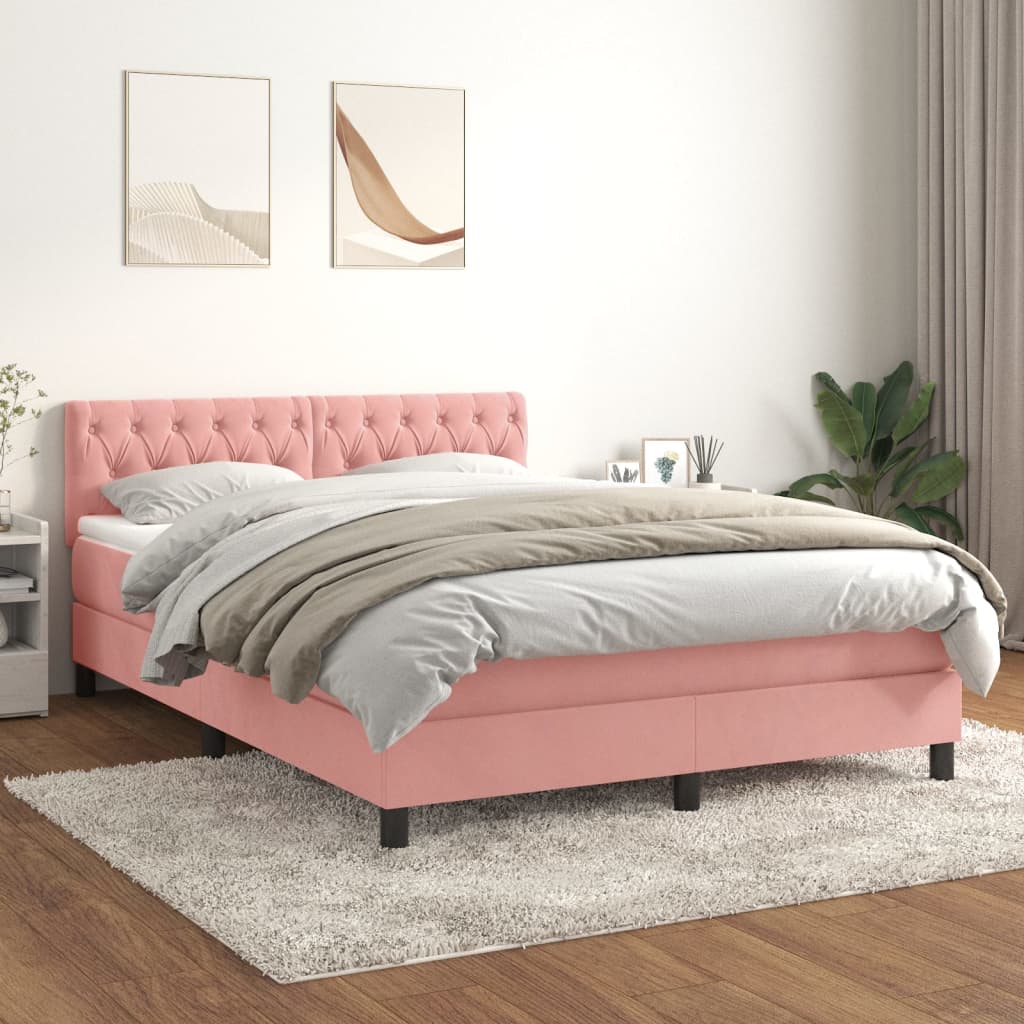 Sommier à lattes de lit avec matelas Rose 140x190 cm Velours - XIOS