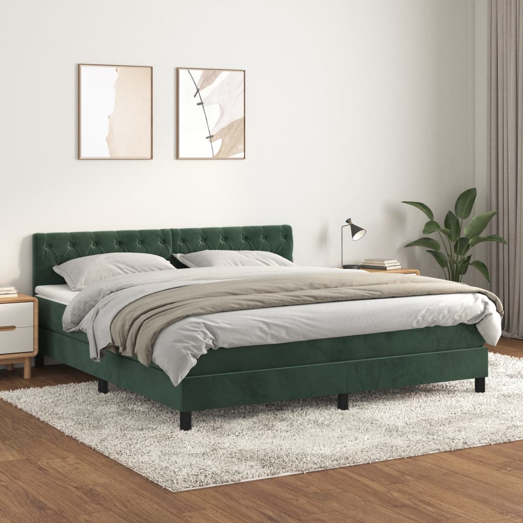 Sommier à lattes de lit et matelas Vert foncé 160x200cm Velours - XIOS