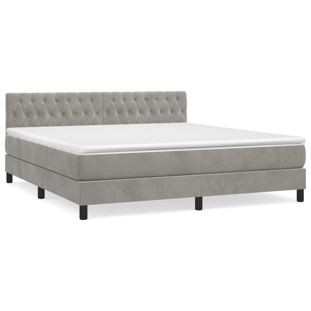 Sommier à lattes de lit et matelas Gris clair 180x200cm Velours - XIOS