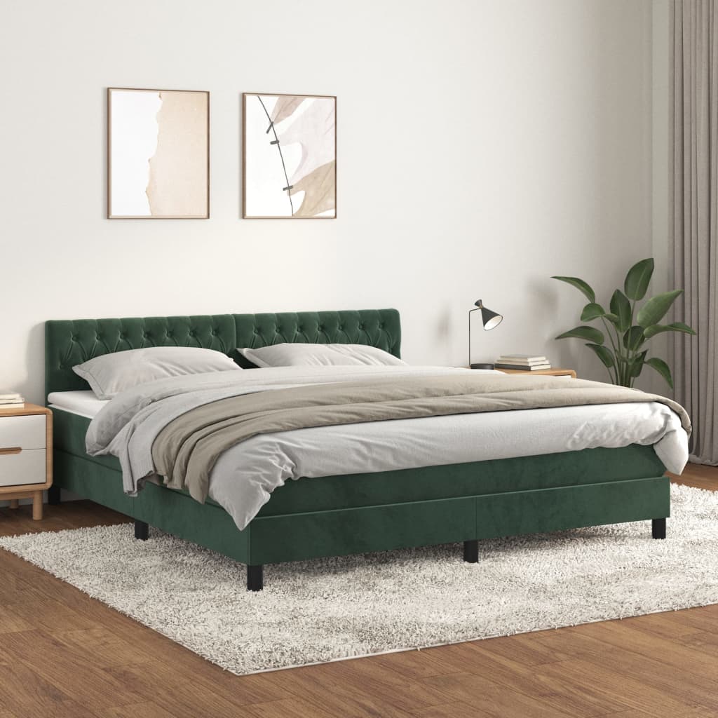Sommier à lattes de lit et matelas Vert foncé 180x200cm Velours XIOS