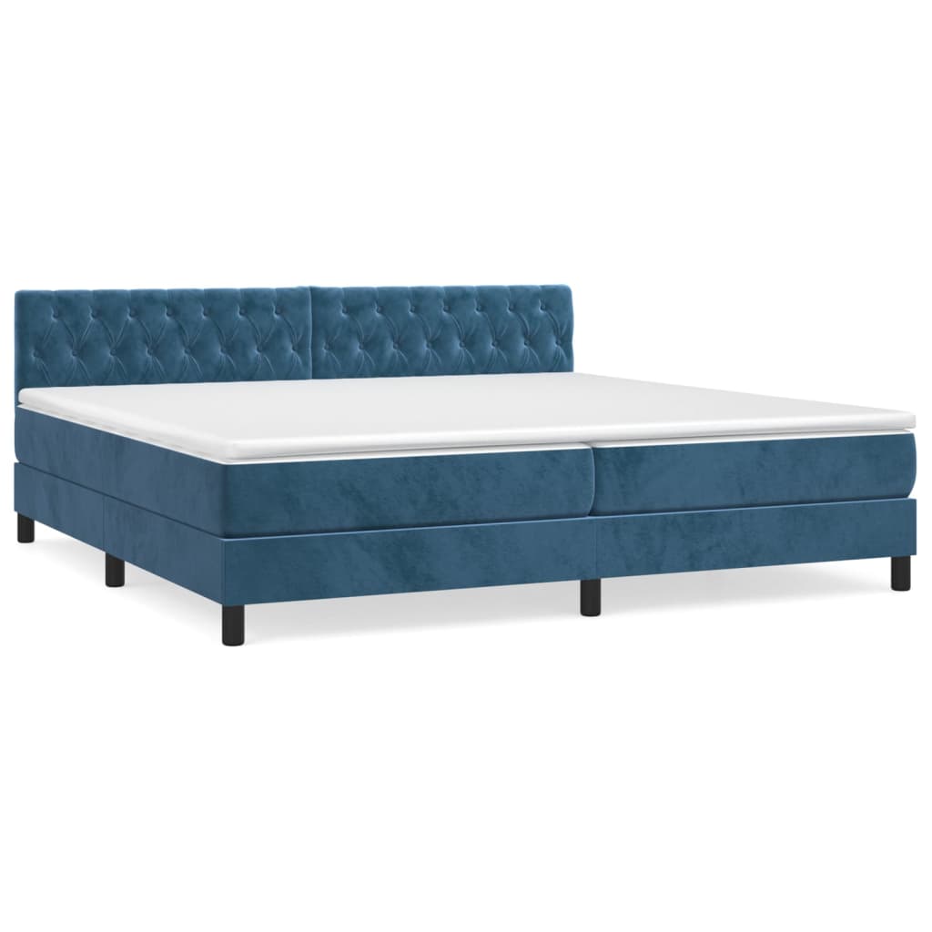 Sommier à lattes de lit et matelas Bleu foncé 200x200cm Velours - XIOS