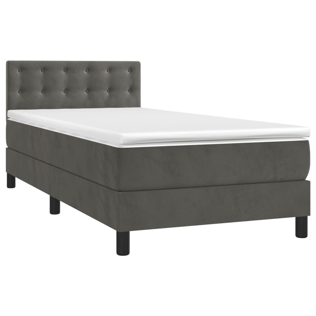 Sommier à lattes de lit et matelas Gris foncé 90x200 cm Velours - XIOS