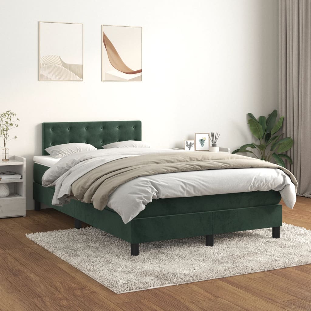 Sommier à lattes de lit et matelas Vert foncé 120x200cm Velours XIOS