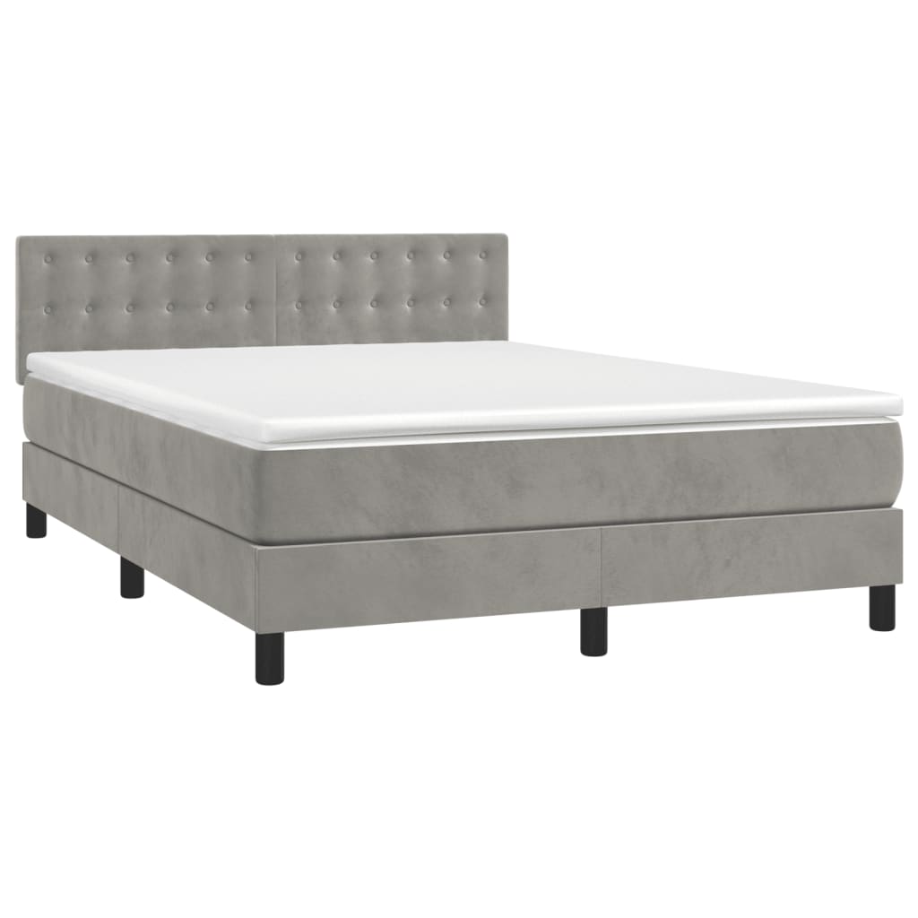 Sommier à lattes de lit et matelas Gris clair 140x190cm Velours - XIOS