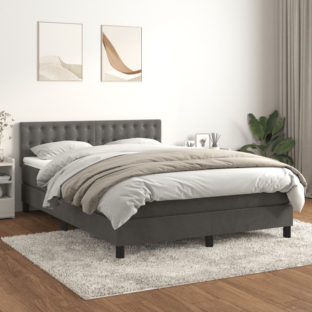 Sommier à lattes de lit et matelas Gris foncé 140x190cm Velours - XIOS