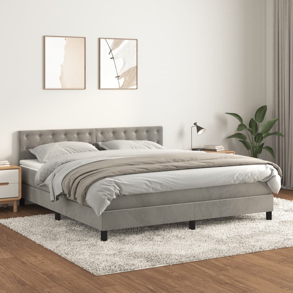 Sommier à lattes de lit et matelas Gris clair 160x200cm Velours - XIOS