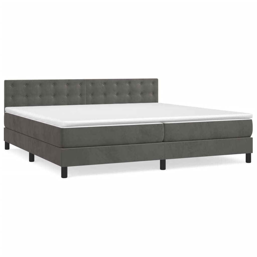 Sommier à lattes de lit et matelas Gris foncé 200x200cm Velours XIOS