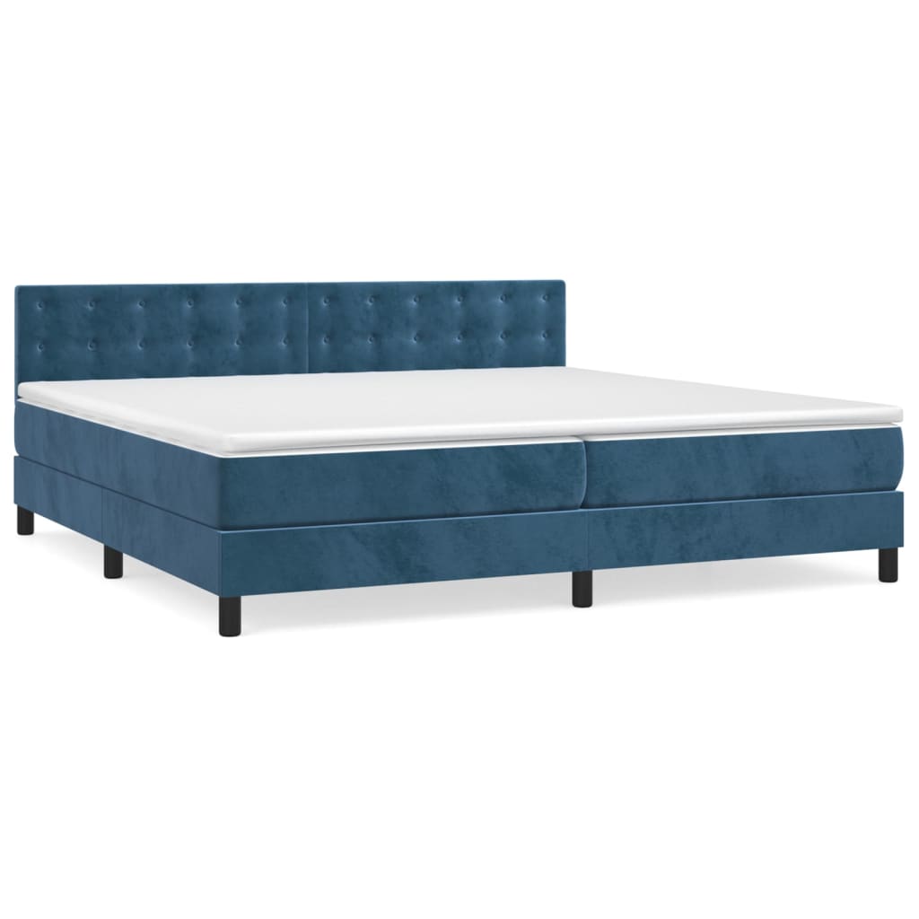 Sommier à lattes de lit et matelas Bleu foncé 200x200cm Velours - XIOS