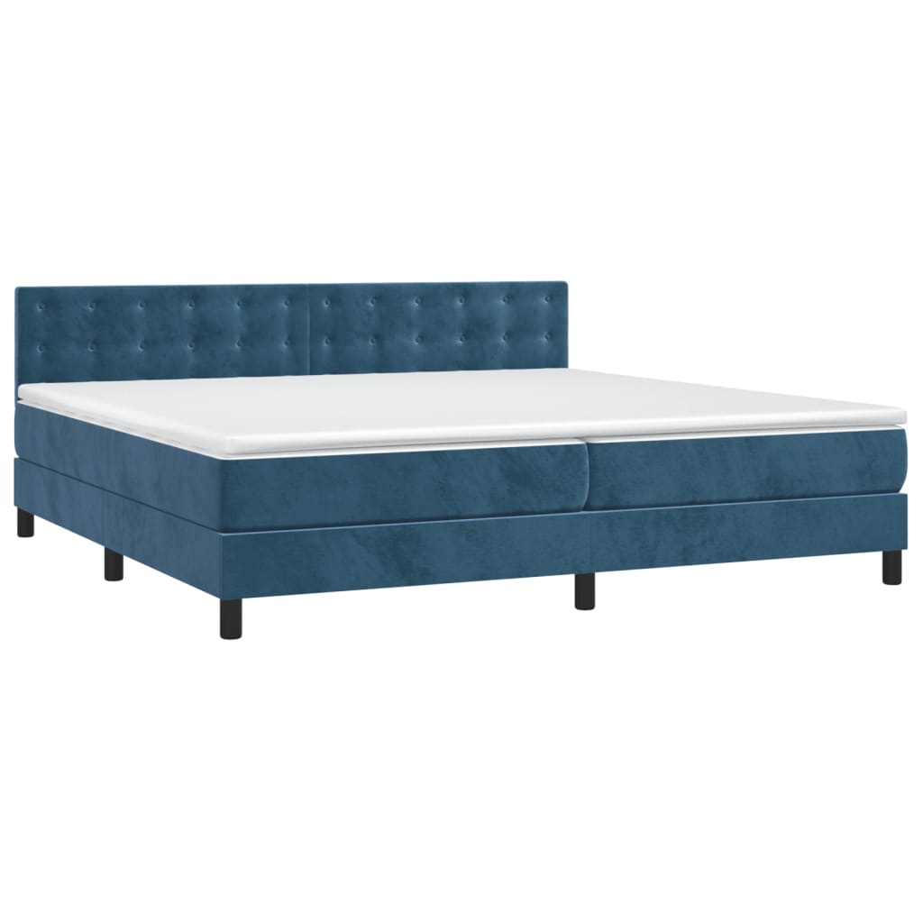 Sommier à lattes de lit et matelas Bleu foncé 200x200cm Velours - XIOS