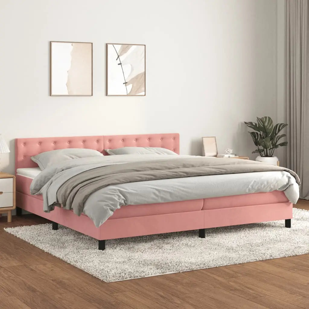 Sommier à lattes de lit avec matelas Rose 200x200 cm Velours - XIOS