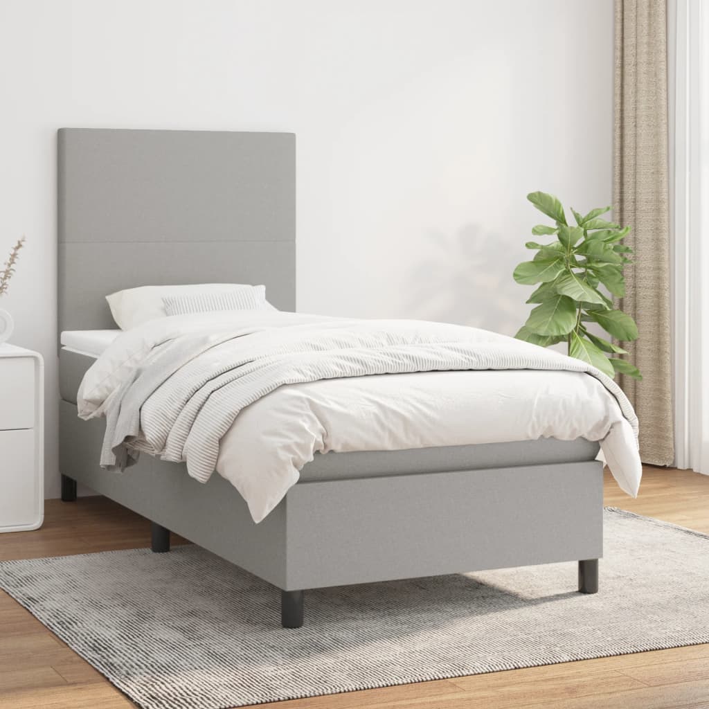 Sommier à lattes de lit avec matelas Gris clair 90x200 cm Tissu - XIOS