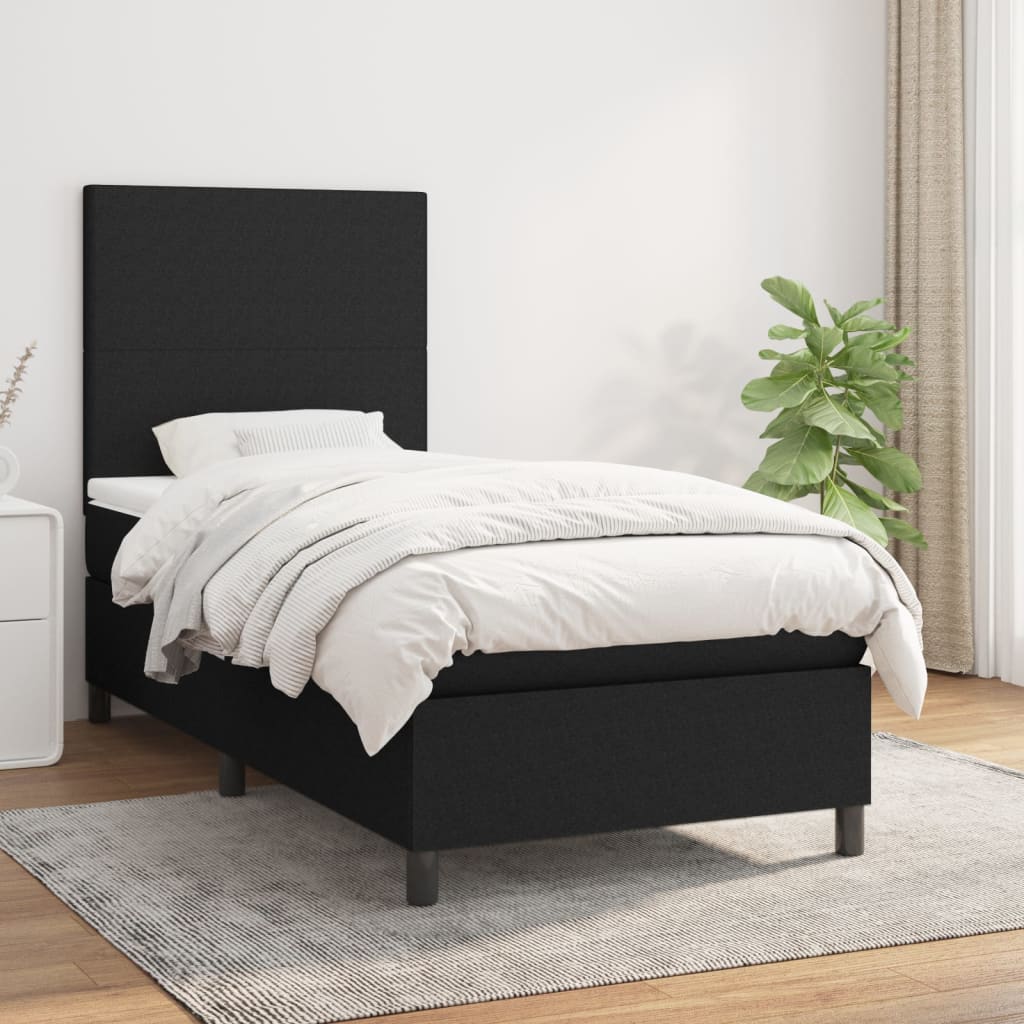 Sommier à lattes de lit avec matelas Noir 90x200 cm Tissu - XIOS