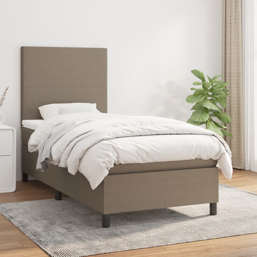 Sommier à lattes de lit avec matelas Taupe 90x200 cm Tissu - XIOS