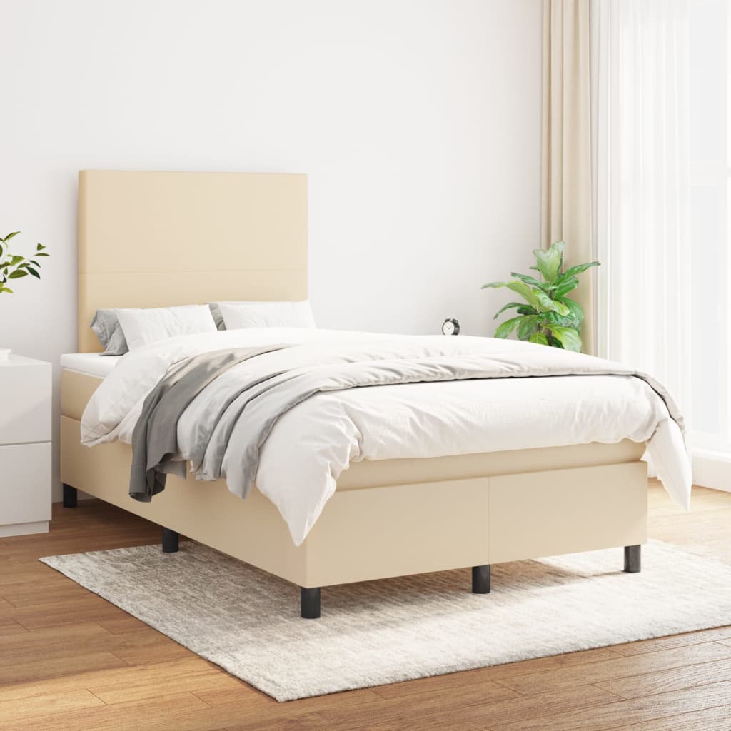 Sommier à lattes de lit avec matelas Crème 120x200 cm Tissu - XIOS