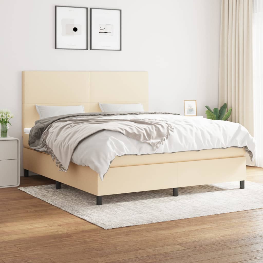 Sommier à lattes de lit avec matelas Crème 160x200 cm Tissu - XIOS