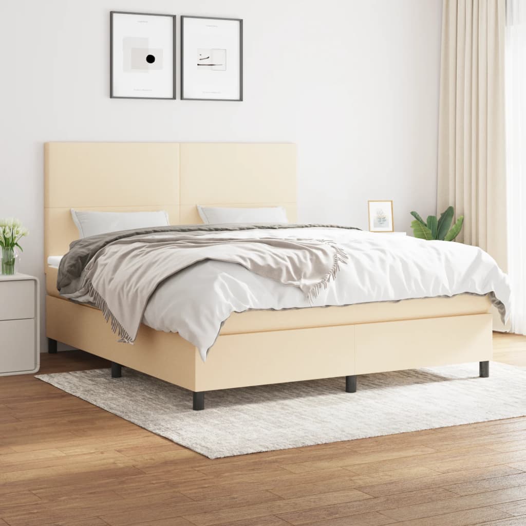 Sommier à lattes de lit avec matelas Crème 180x200 cm Tissu - XIOS