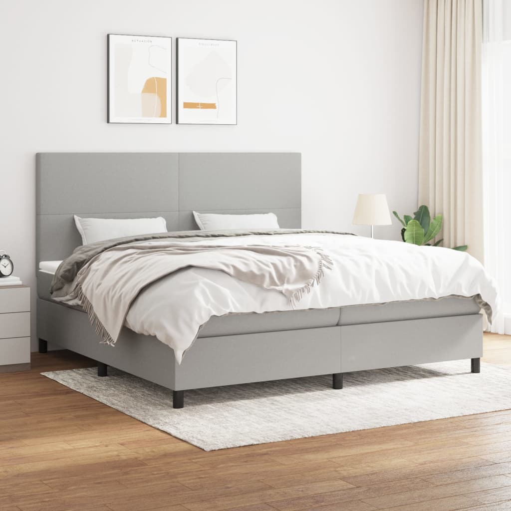 Sommier à lattes de lit avec matelas Gris clair 200x200cm Tissu - XIOS