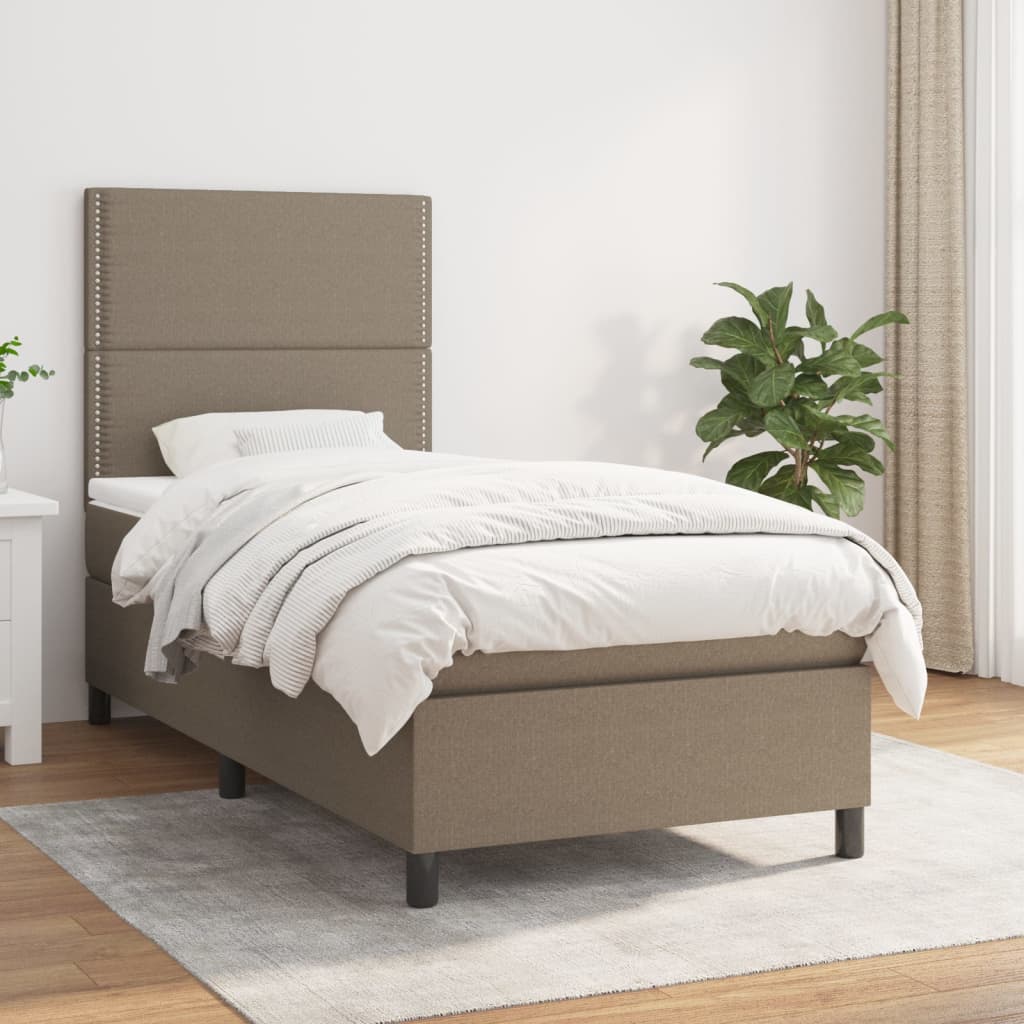 Sommier à lattes de lit avec matelas Taupe 90x200 cm Tissu - XIOS