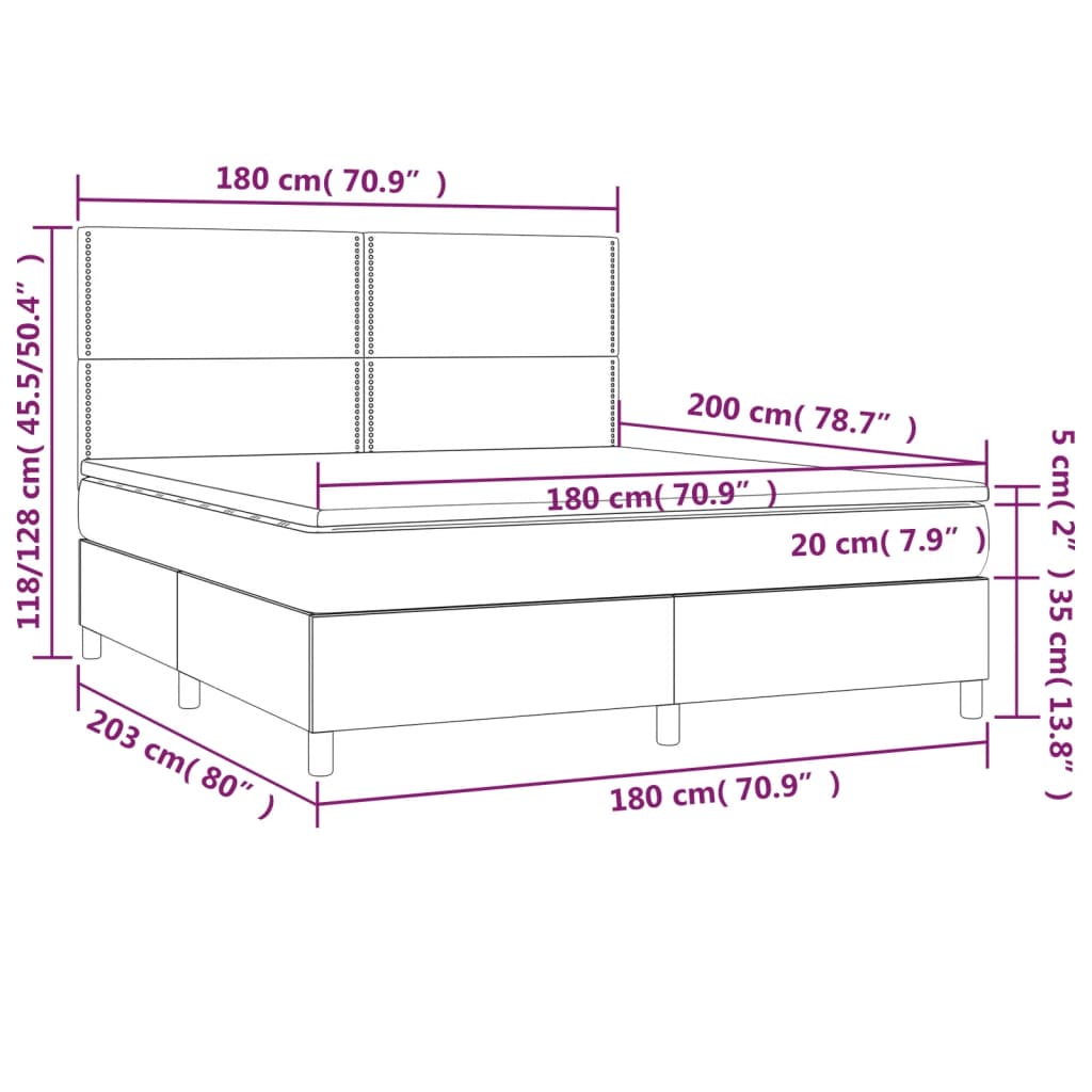 Sommier à lattes de lit avec matelas Gris foncé 180x200cm Tissu - XIOS