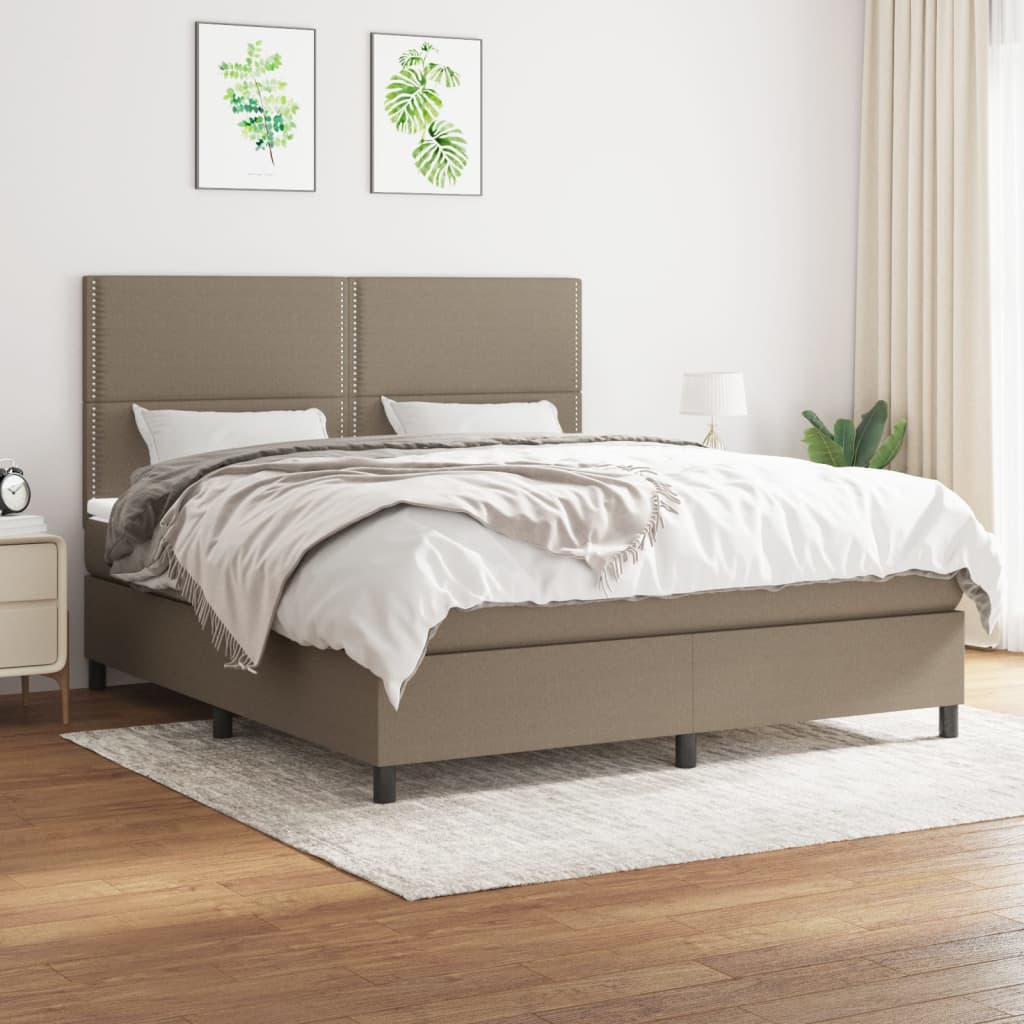 Sommier à lattes de lit avec matelas Taupe 180x200 cm Tissu - XIOS