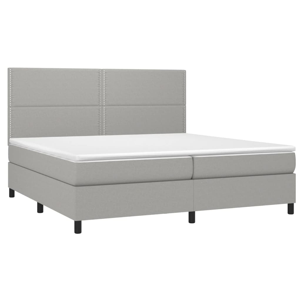 Sommier à lattes de lit avec matelas Gris clair 200x200cm Tissu - XIOS