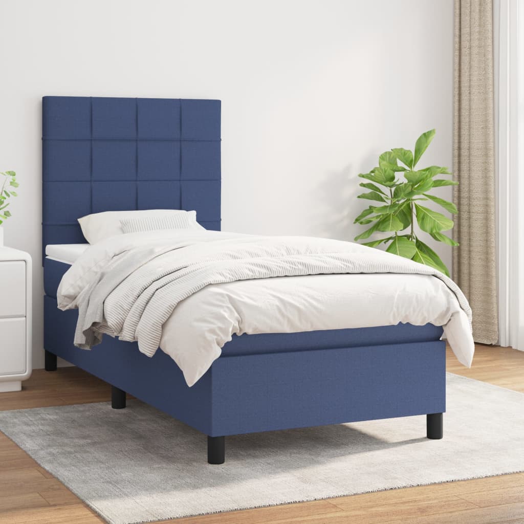 Sommier à lattes de lit avec matelas Bleu 80x200 cm Tissu - XIOS