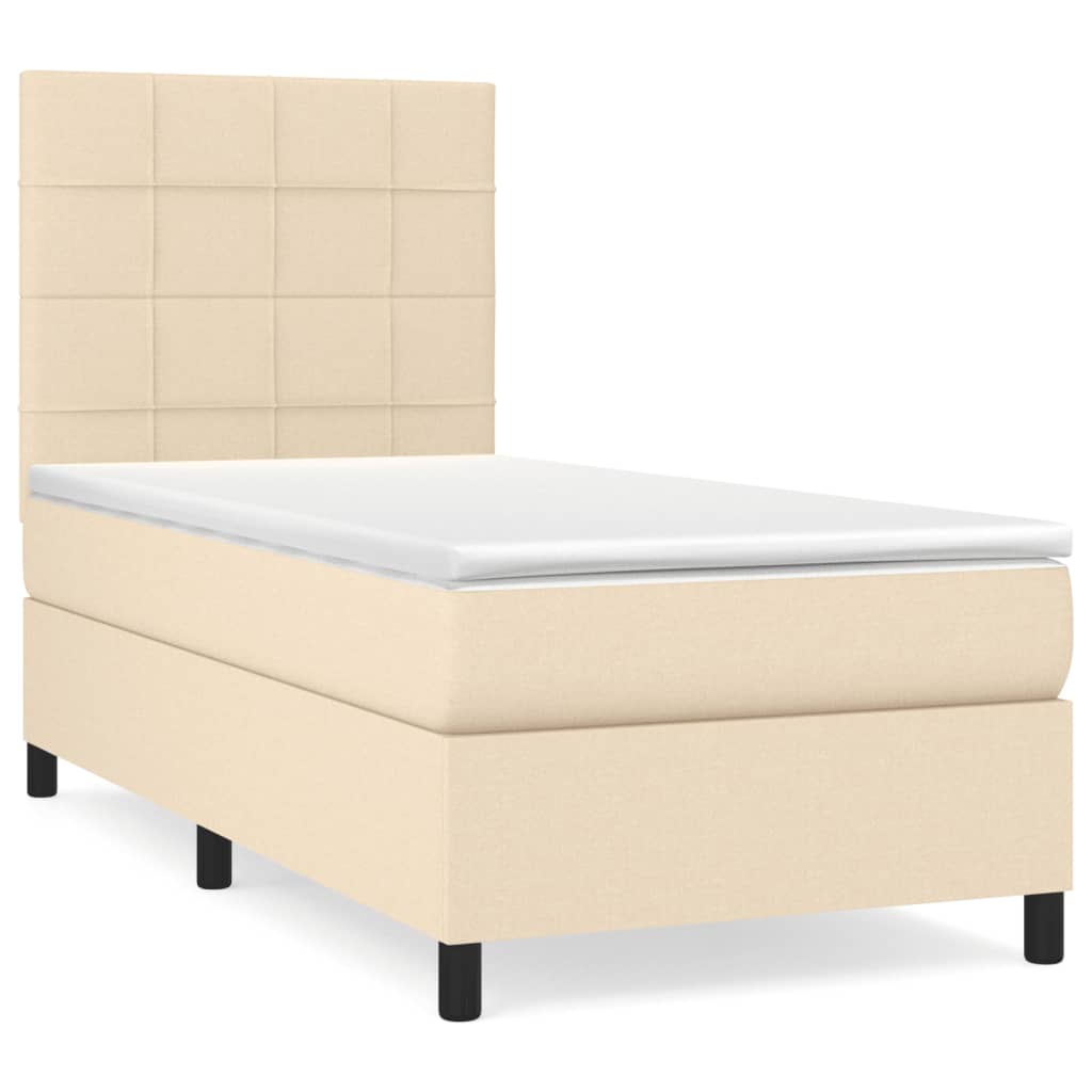 Sommier à lattes de lit et matelas Crème 90x190 cm Tissu - XIOS