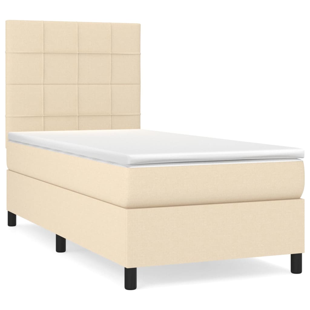 Sommier à lattes de lit avec matelas Crème 90x200 cm Tissu - XIOS