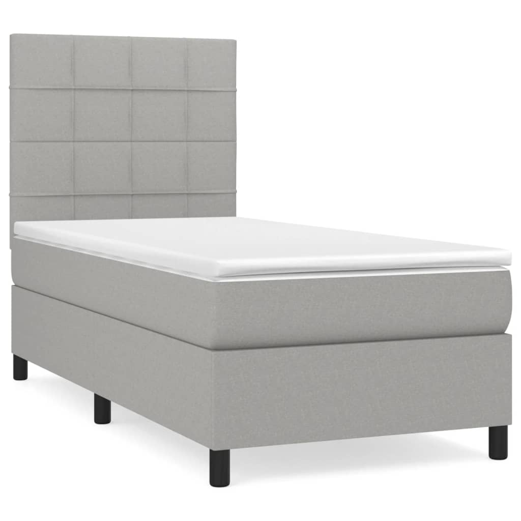 Sommier à lattes de lit avec matelas Gris clair 100x200cm Tissu - XIOS