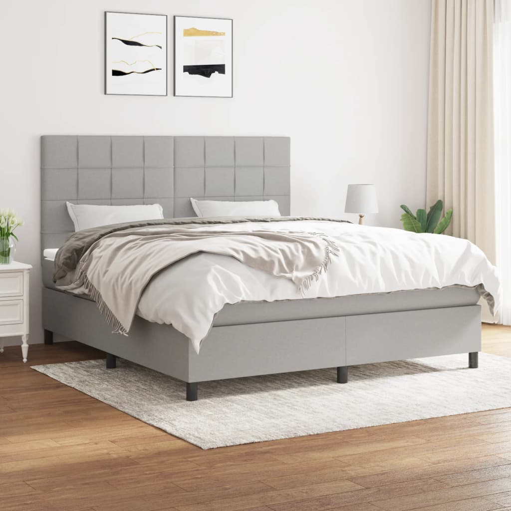 Sommier à lattes de lit avec matelas Gris clair 160x200cm Tissu - XIOS