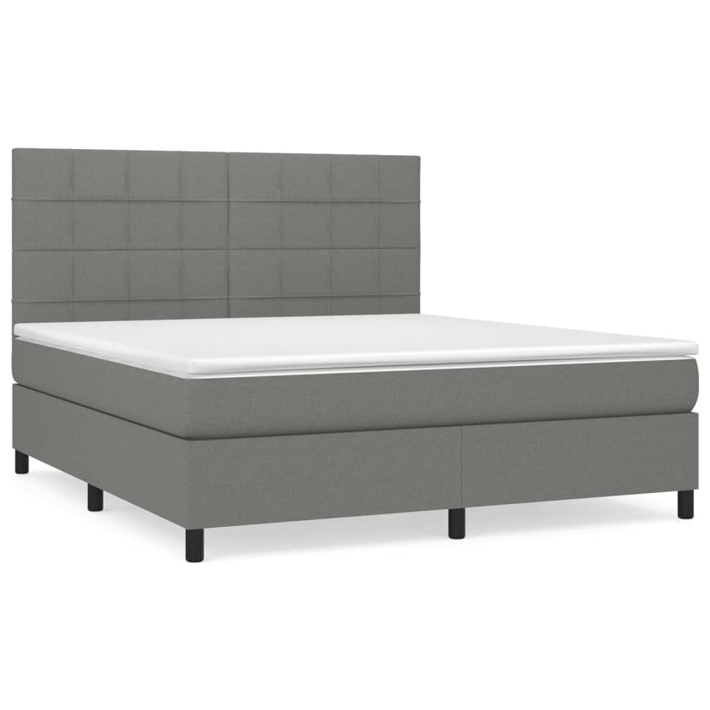 Sommier à lattes de lit avec matelas Gris foncé 160x200cm Tissu XIOS