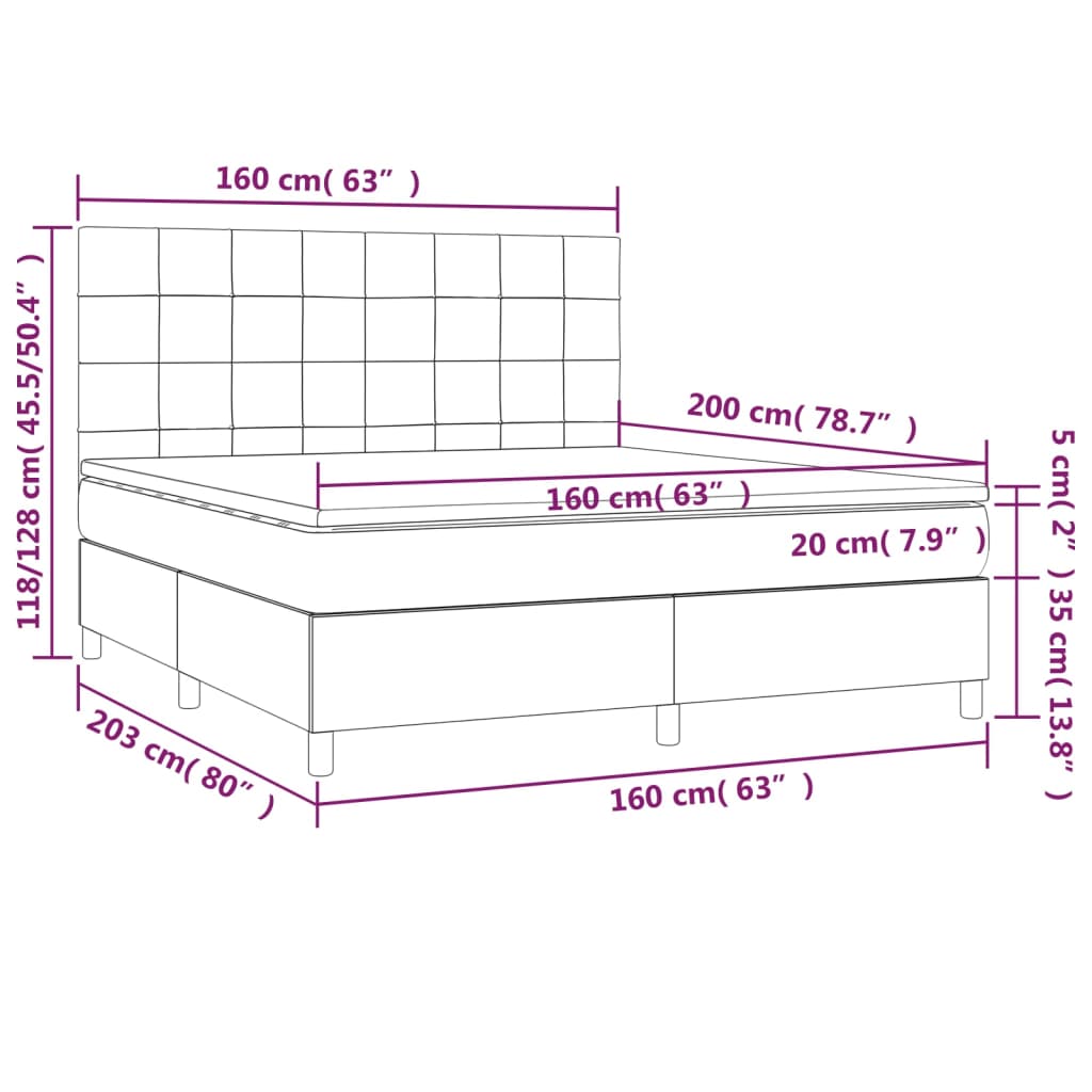 Sommier à lattes de lit avec matelas Gris foncé 160x200cm Tissu XIOS