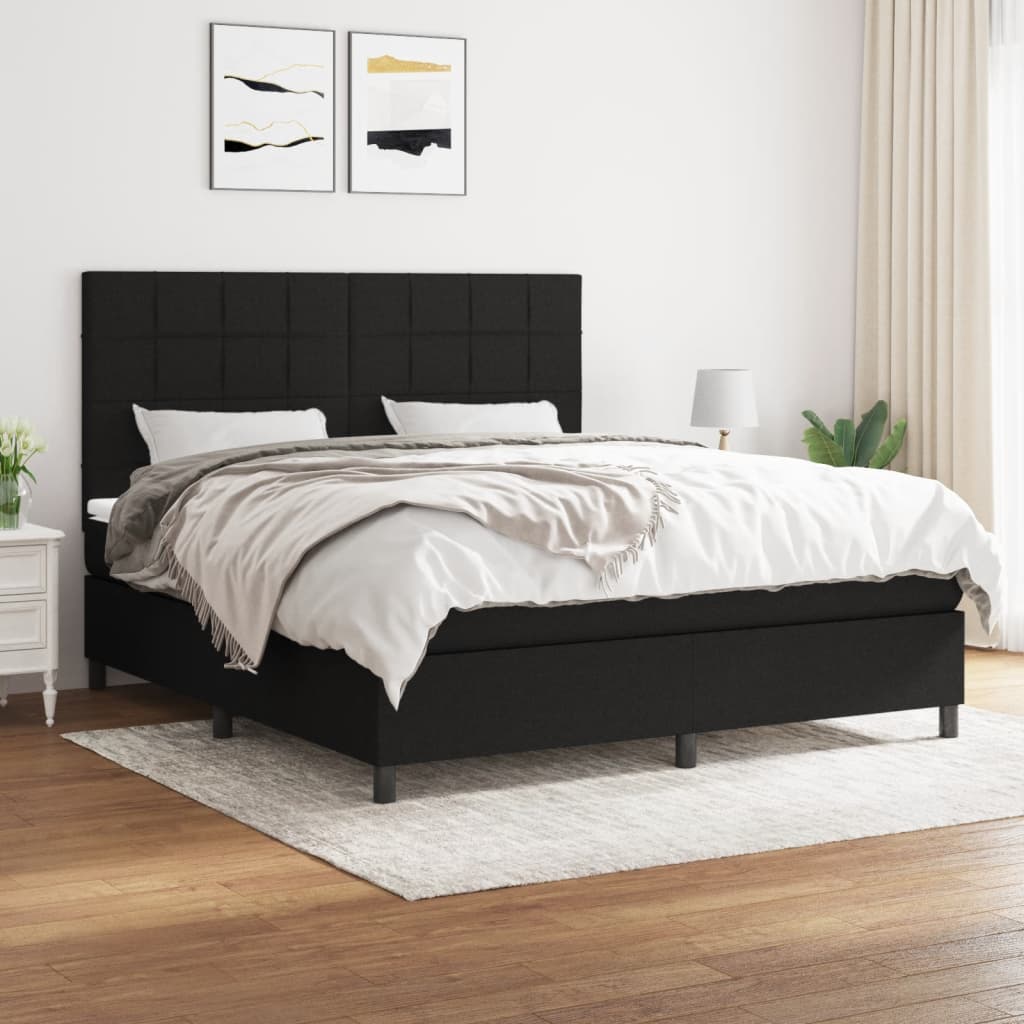 Sommier à lattes de lit avec matelas Noir 160x200 cm Tissu - XIOS