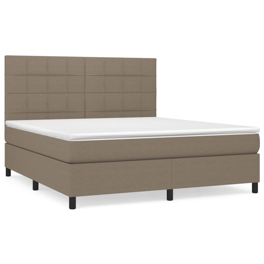 Sommier à lattes de lit avec matelas Taupe 160x200 cm Tissu