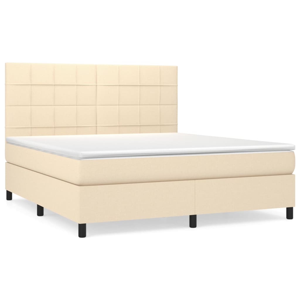 Sommier à lattes de lit avec matelas Crème 160x200 cm Tissu - XIOS