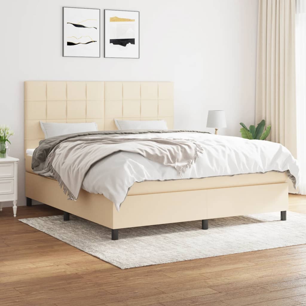 Sommier à lattes de lit avec matelas Crème 160x200 cm Tissu - XIOS
