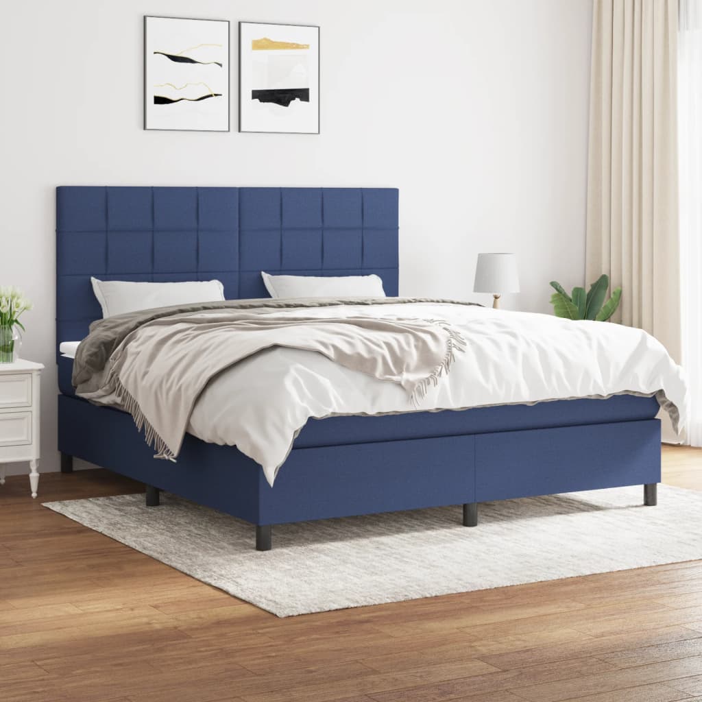 Sommier à lattes de lit avec matelas Bleu 160x200 cm Tissu - XIOS