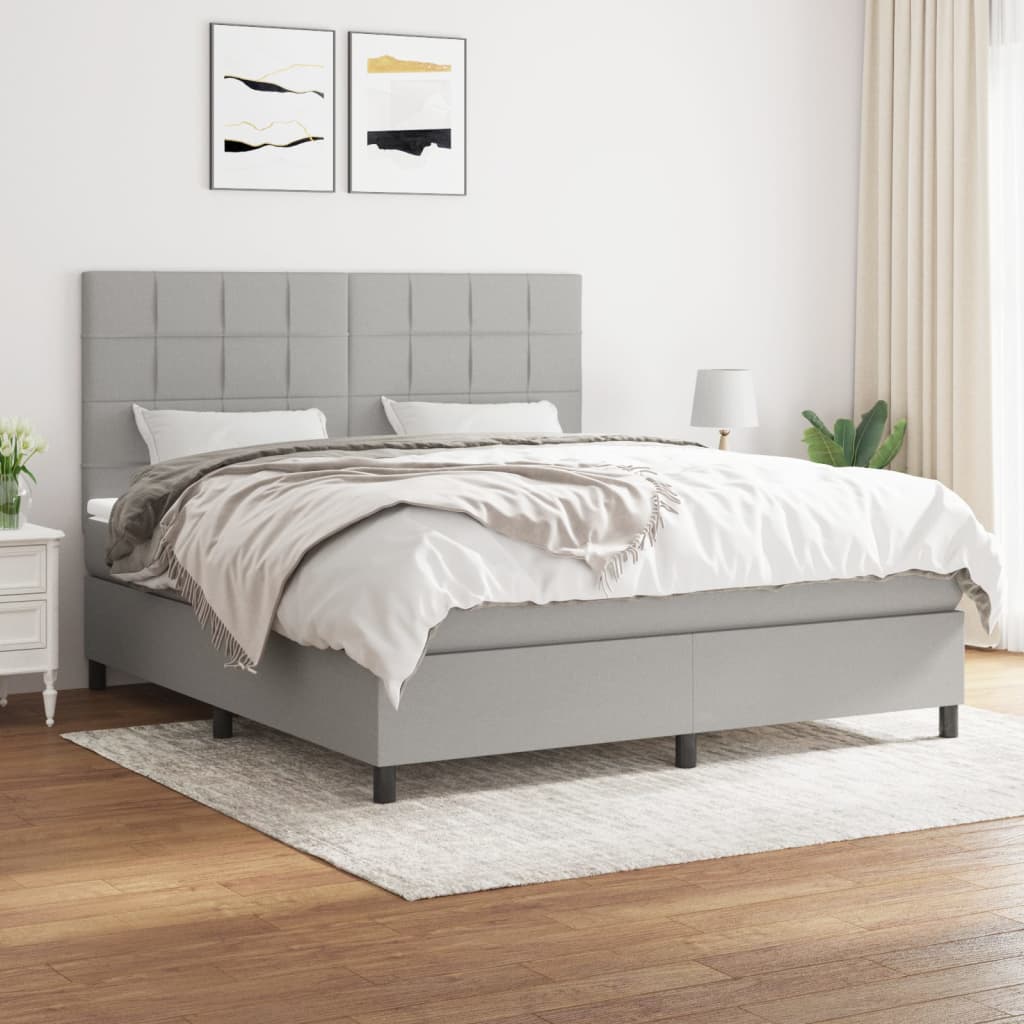 Sommier à lattes de lit avec matelas Gris clair 180x200cm Tissu - XIOS