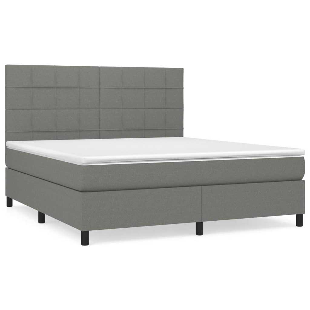Sommier à lattes de lit avec matelas Gris foncé 180x200cm Tissu - XIOS
