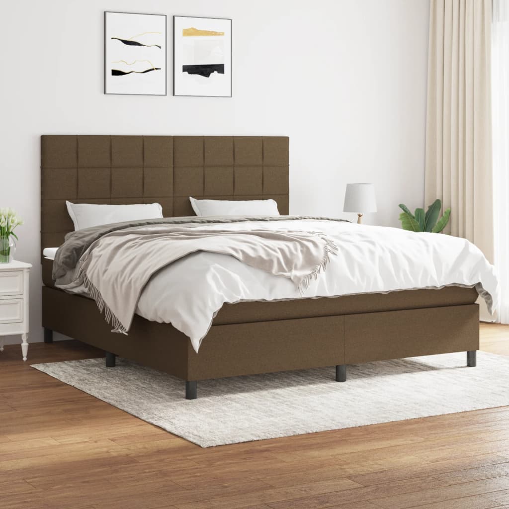 Sommier à lattes de lit avec matelas Marron foncé 180x200 cm Lits & cadres de lit vidaXL