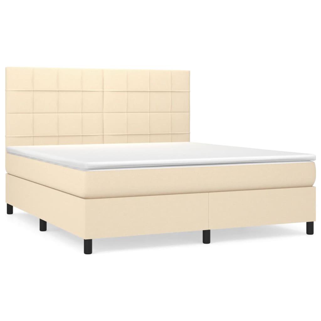 Sommier à lattes de lit avec matelas Crème 180x200 cm Tissu - XIOS