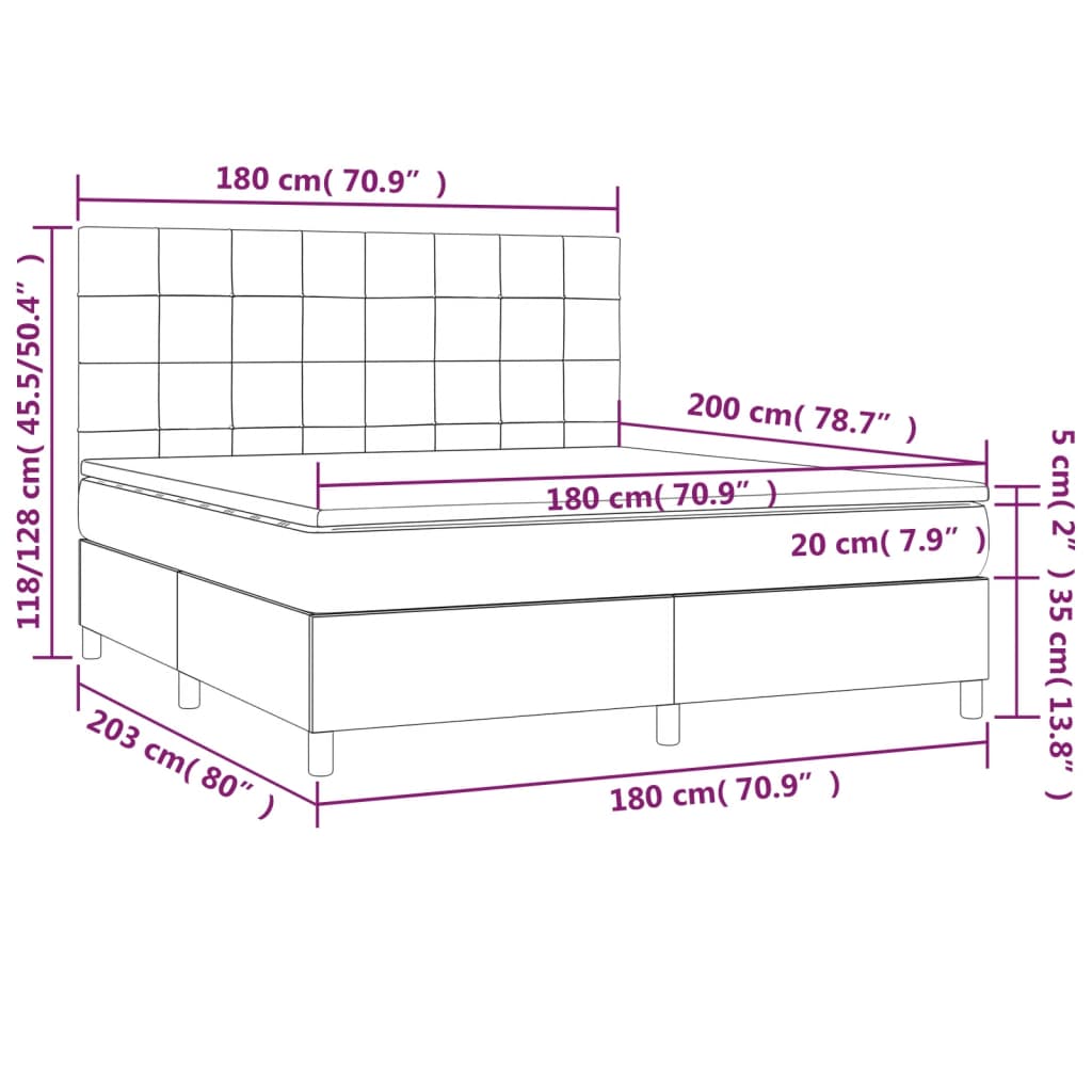 Sommier à lattes de lit avec matelas Crème 180x200 cm Tissu - XIOS