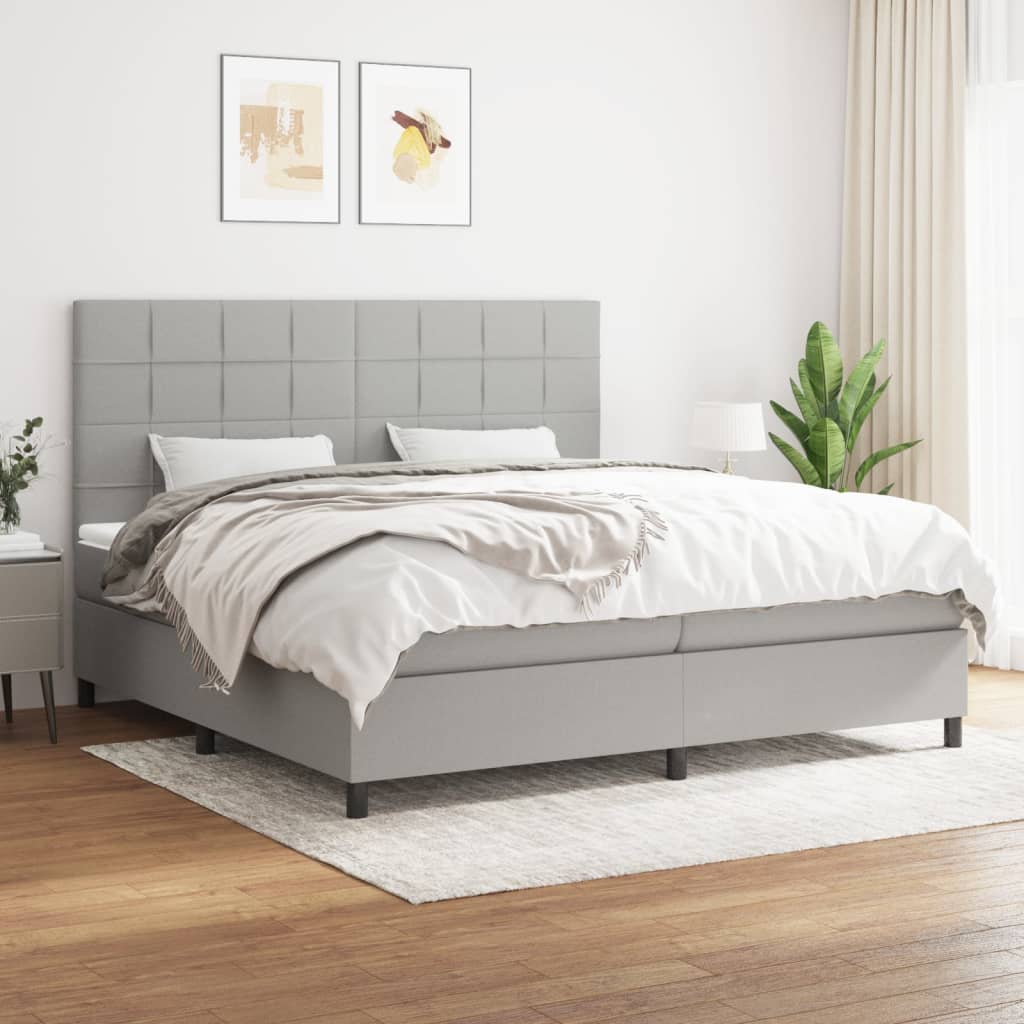 Sommier à lattes de lit avec matelas Gris clair 200x200cm Tissu - XIOS
