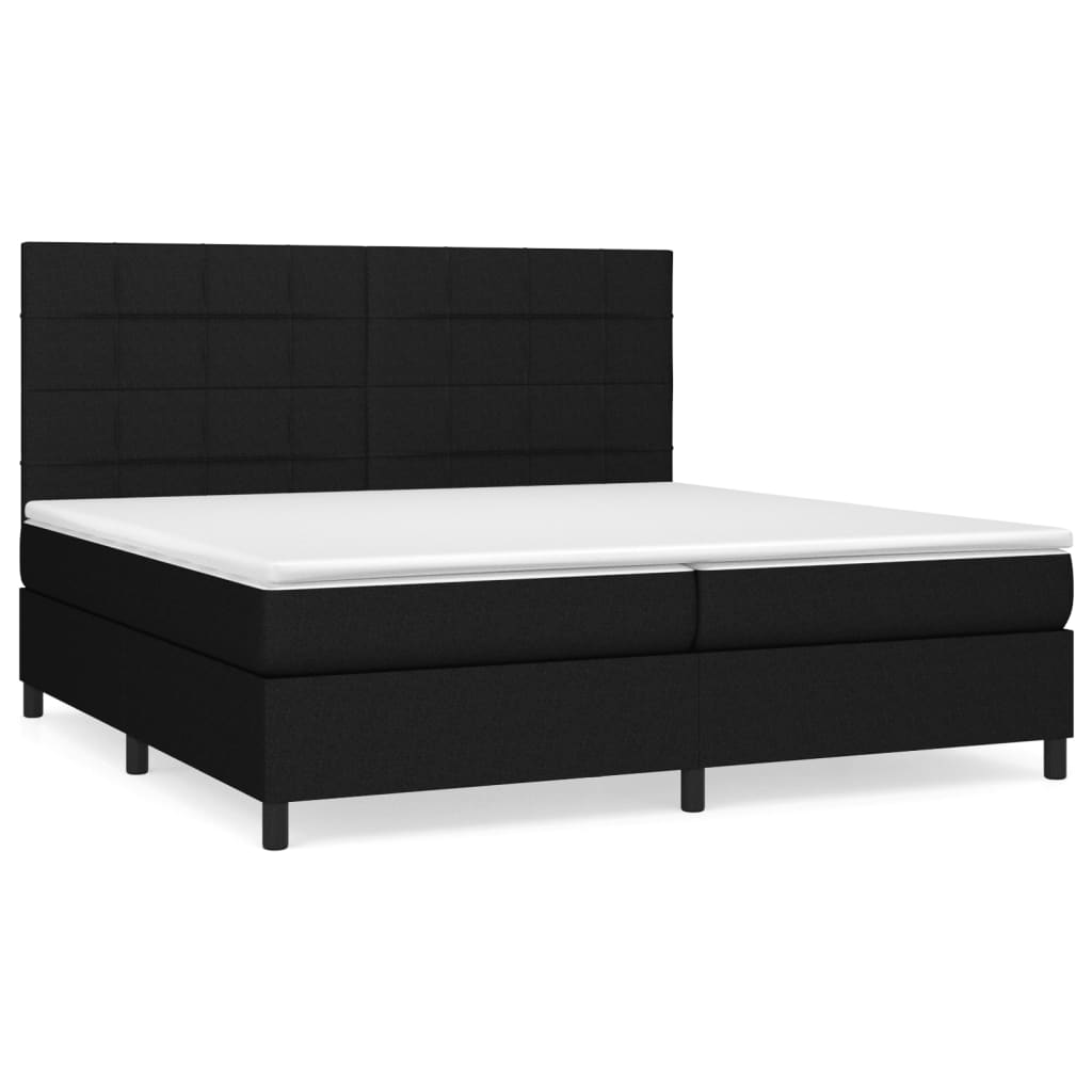 Sommier à lattes de lit avec matelas Noir 200x200 cm Tissu - XIOS