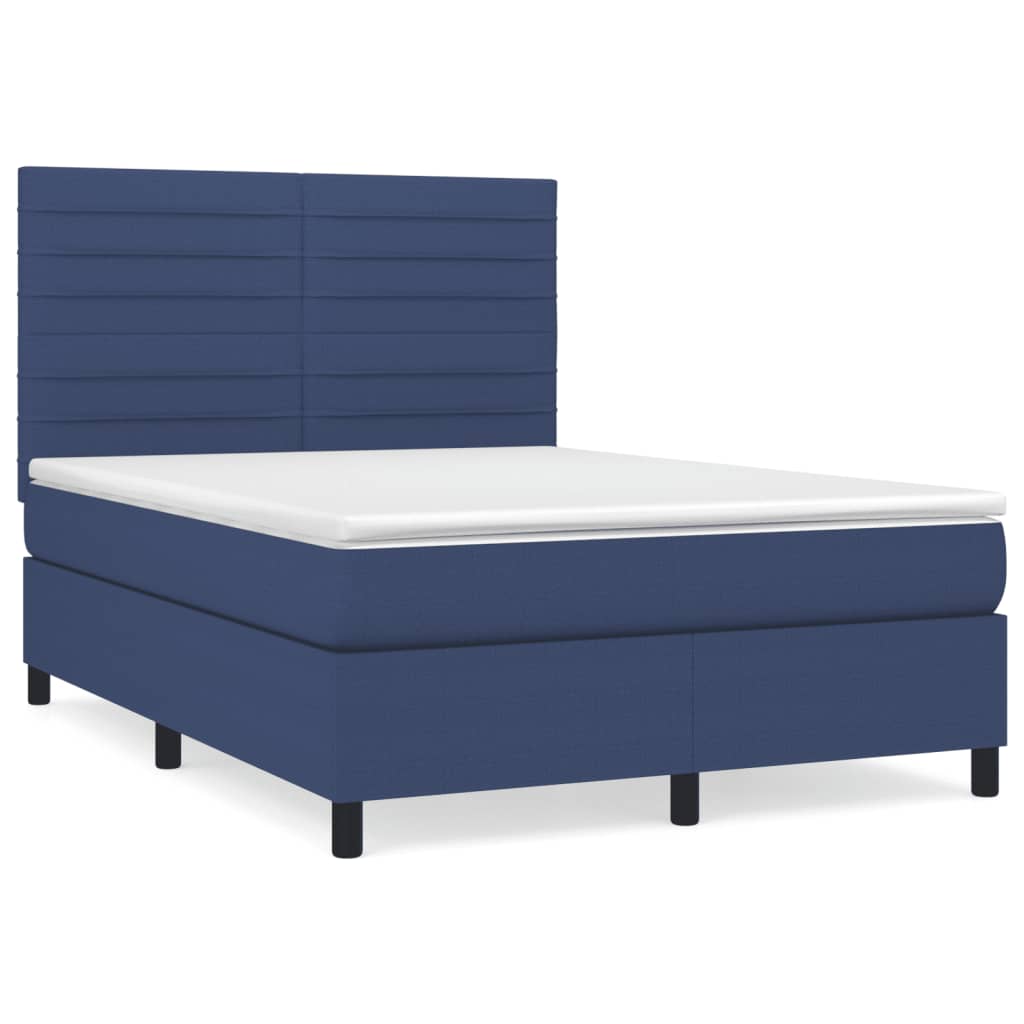 Sommier à lattes de lit avec matelas Bleu 140x200 cm Tissu - XIOS