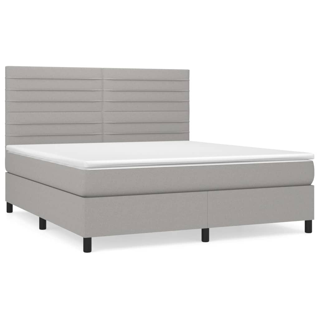 Sommier à lattes de lit avec matelas Gris clair 160x200cm Tissu - XIOS